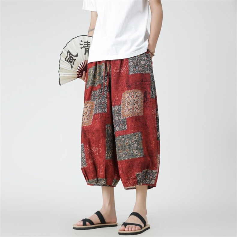 2025夏装灯笼裤尼泊尔沙滩裤民族风碎花薄款A057-K382-P45，男装民族服装，电商A057B