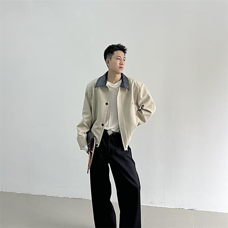 网络图现货高级感秋冬季撞色翻领设计感气质短款外套R688-P85图片