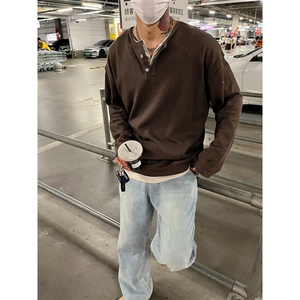 706-1-CT923-P38   特P   秋季男士假两件亨利领长袖T恤男打底衫图片