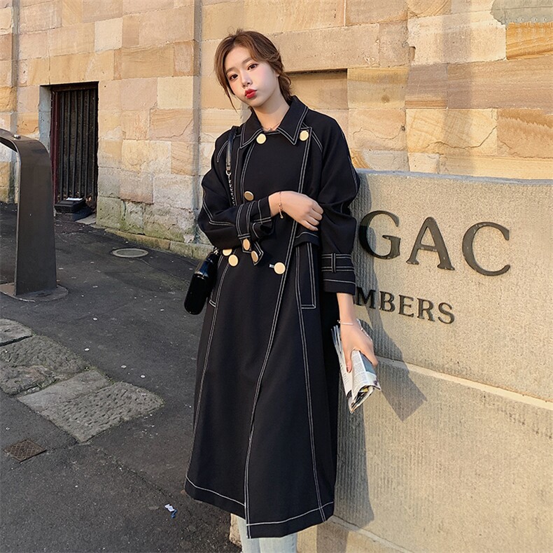 高点击新款中长款风衣，女装风衣，拾菱