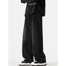 1506/QN180/P50美式高街黑灰渐变阔腿痞帅宽松拖地牛仔裤，男装牛仔裤，星座1506