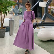 款主推现货2色入长款连衣裙女087-Q90，女装连衣裙，柒柒家