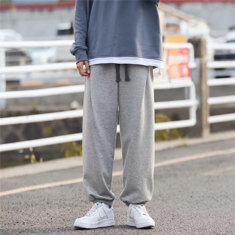 灰色卫裤男春秋潮流百搭束脚休闲长裤潮牌ins港风运动裤MJ104P32,男装休闲裤,星座1116-2