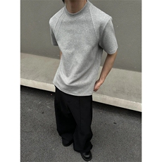 夏季新品cleanfit拼接解构280g太空棉短袖男女圆领纯色T恤高街潮，男装T恤，星座506A
