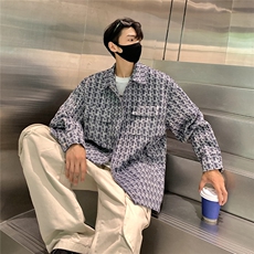 港风小香风金属暗扣设计夹克男：聚酯纤维Jk77080P85控，男装夹克，星座227-7