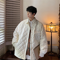 衬衫版型棉衣轻薄宽松格子设计感翻领棉服A170-M822-TP30，男装衬衫，电商A170