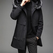 新款兔毛领内胆银狐毛领羽绒服商务休闲冬季保暖男装DS81001-P860图片