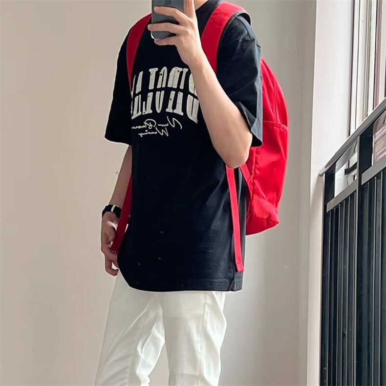 万针全刺绣工艺抖音得物高品质260克重磅纯棉双纱美式高街短袖T恤,男装T恤,电商A486-1
