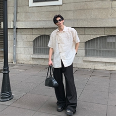 CS20-特P48不是网图有原图盗图新中式风宽松休闲短袖衬衫，男装T恤，电商B327