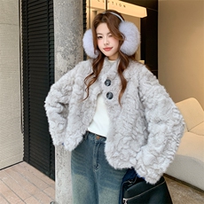 韩系洋气短款环保貂绒保暖外套F688-P208-K298，女装毛呢外套，2C255