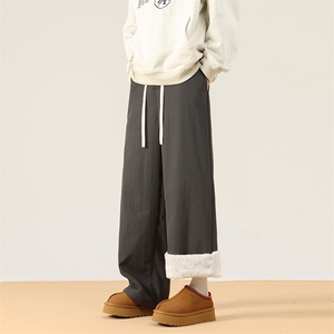 现货07冬季加绒加厚纯色简约百搭休闲裤直筒裤XZ211-1-K2478-P55图片