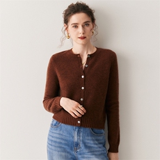 2025年秋季新款圆领加厚针织开衫时尚休闲通勤百搭，女装羊绒衫，绒创羊绒