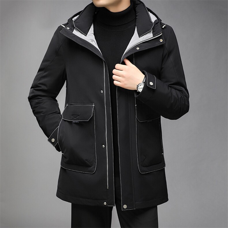 CAH926钱塘2020-2中年男士时尚休闲简约有帽冬季厚款羽绒服P290,男装羽绒服,钱塘207-2