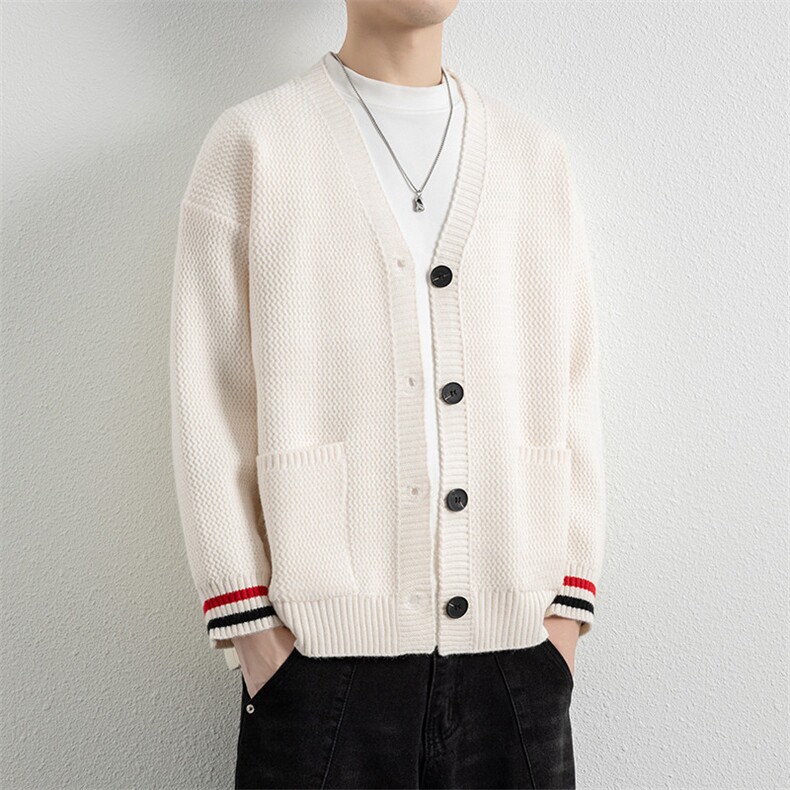 25885-特P60秋季时尚V领毛衣开衫男针织衫纯色V领夹克外套,男装针织衫/毛衣,电商D310B