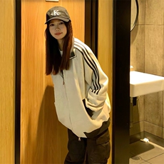 抖音得物高品质美式高街重磅结构设计拼接织带立领卫衣外套CM42，女装短外套，电商A486-1
