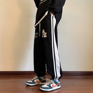 港风休闲裤男宽松直筒拖地裤束脚裤卫裤KP611 P50图片