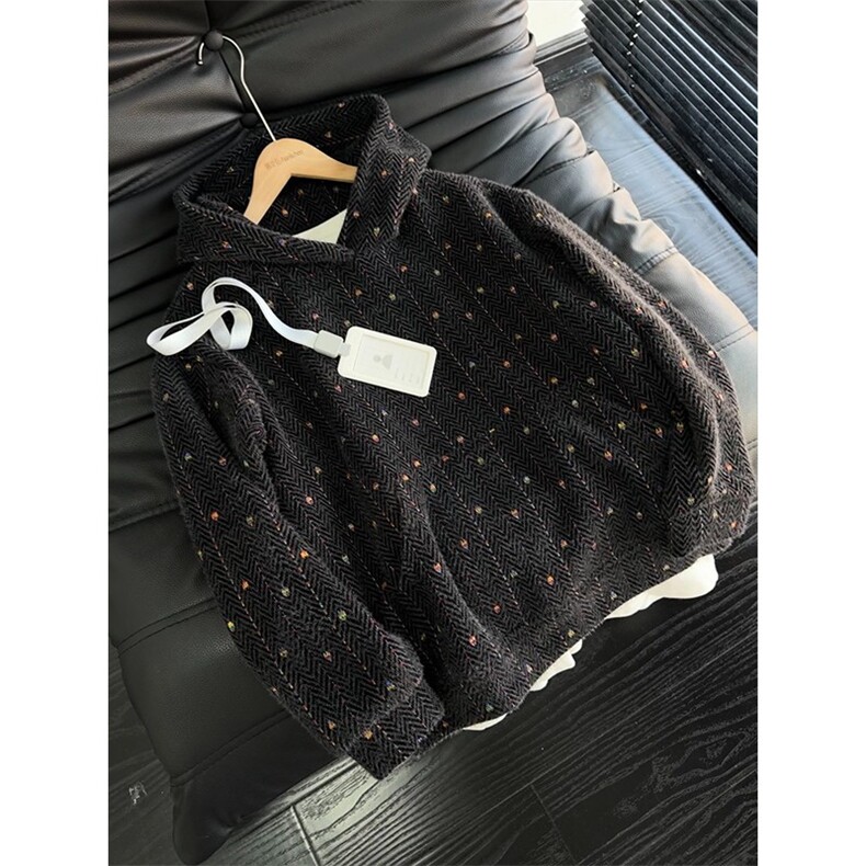 1506/QYT200/P67美式复古彩色波点针织连帽卫衣,男装卫衣,星座1506