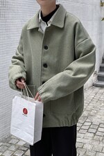 秋冬男士港风ins纯色加厚短款男呢料棉衣A071-Y05-P115,男装风衣,电商A071
