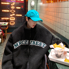 MY061-P120贴布绣弧形绣花字母羊羔毛棉衣加厚棉服外套中性，男装棉衣，星座1408-1