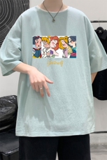 YT26396-P30亚麻短袖t恤男大码五分袖男宽松七分袖大皂风模特，男装T恤，电商A040