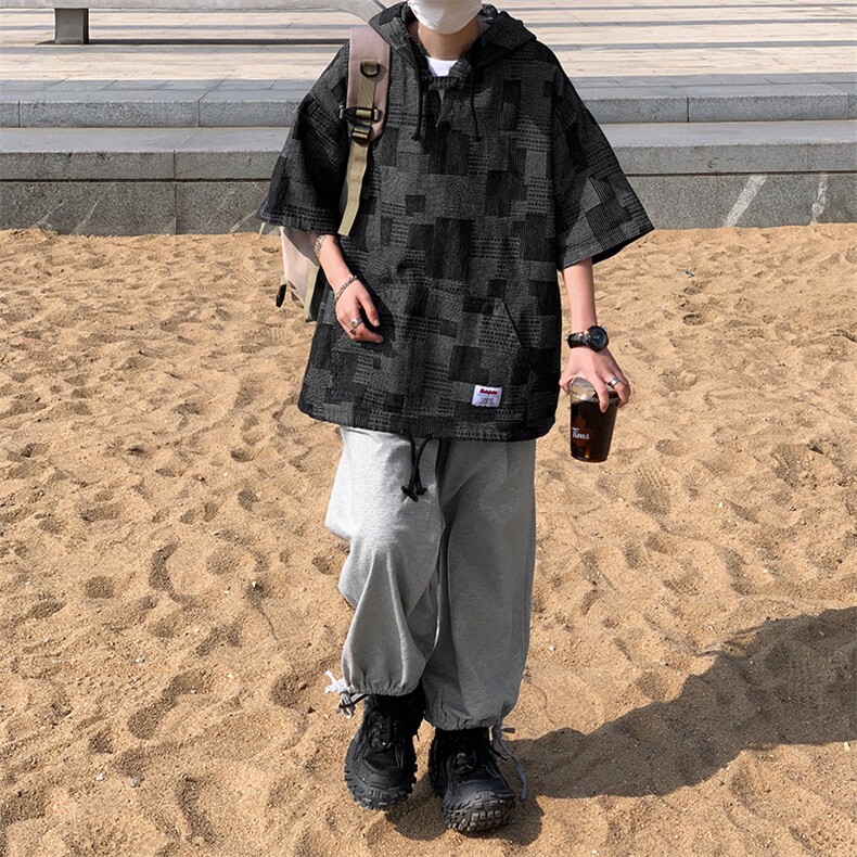 连帽潮流新款T恤青春流行圆领标准男ins夏季潮五分袖T235,男装T恤,星座1013