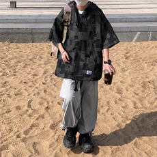 连帽潮流新款T恤青春流行圆领标准男ins夏季潮五分袖T235，男装T恤，星座1013