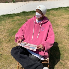 加绒新款港风宽松连帽套头卫衣X5687-常规P70控88-加绒P80控98，男装卫衣，电商A061-1