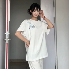 万针全刺绣解构设计260克重磅双纱纯棉高品质美式高街短袖T恤特35，男装T恤，电商A486