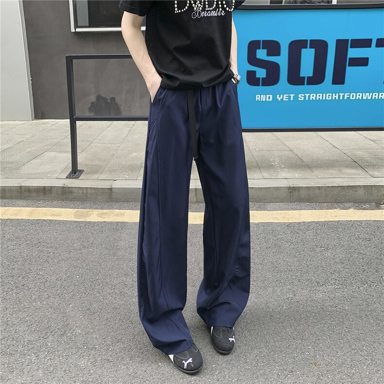 自带卡扣腰带冰感夏季薄款直筒裤百搭垂感冰丝裤310A-4-KZ98-P30,男装休闲裤,星座310A-4