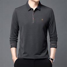 长袖T恤男士秋装上衣服翻领纯色中年外贸刺绣POLO衫，男装T恤，电商B212（原钱塘6029）