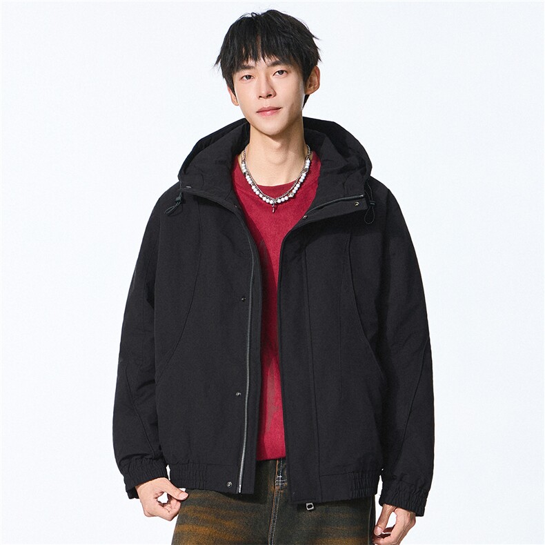 夹棉2025秋冬新款连帽工装夹克男户外登山服棉服,男装夹克,电商D215