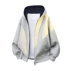 双拉链头 重磅420克卫衣撞色连帽开衫美式情侣外套WY5816 P52图片