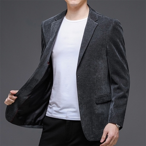 2023春秋季新款中年西装男外套商务休闲免烫中老年西服男2粒扣图片