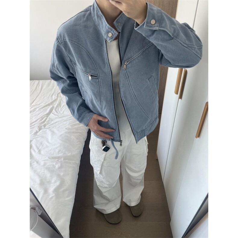 【有货】冰川蓝立领外套男高级感痞帅春秋工装夹克JK7703CC-特P65,男装夹克,星座1007（原301D）
