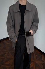 双层门襟风衣中长款秋季宽松简约大衣外套男XZ514-2-FY2622-P118，男装风衣，星座514-2(原B239)