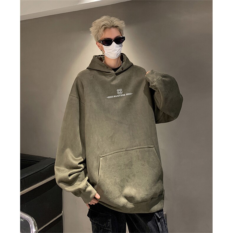 抖音得物供货提供视频秋冬重磅美式麂皮绒连帽卫衣JLM11,男装卫衣,电商A486