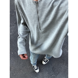 【有货】cleanfit半拉链华夫格卫衣男款圆领长袖t恤W007LL-特P38图片