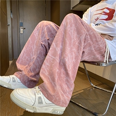 秋季新款潮流扎染灯芯绒弯刀版型宽松休闲裤B315-K150-特p35控68，男装休闲裤，电商B315