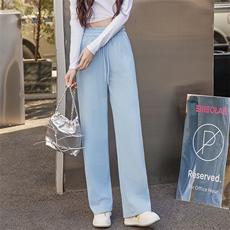 窄版阔腿裤女2025新款高腰垂感直筒裤春秋款拖地粉色软糯休闲裤子，女装休闲裤，江南女神