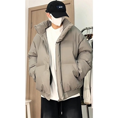 现货5W件冬季三防重磅硬挺boxy短款羽绒立领PU皮棉衣外套加厚棉服，男装棉衣，电商A486