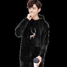 港风刺绣加绒加厚休闲情侣卫衣运动春冬装两件套男套装W184/P110，男装卫衣，星座608A