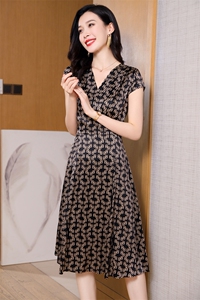 杭州大牌真丝连衣裙女夏2025年新款小个子中年妈妈高端桑蚕丝裙子图片