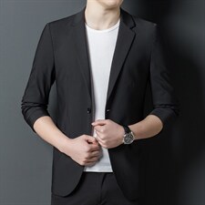 休闲时尚西装男春秋季中年男士西服商务宽松单西外套韩版冰丝薄款，男装西服，电商B212（原钱塘6029）
