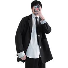 小西装男春秋季痞帅学院风dk制服宽松休闲单西服外套男213110-P80，男装西服，星座505-3