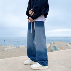 牛仔裤男士春秋宽松直筒青少年男生休闲长裤阔腿裤子NZ9002，男装牛仔裤，星座1116A-1（原606A）