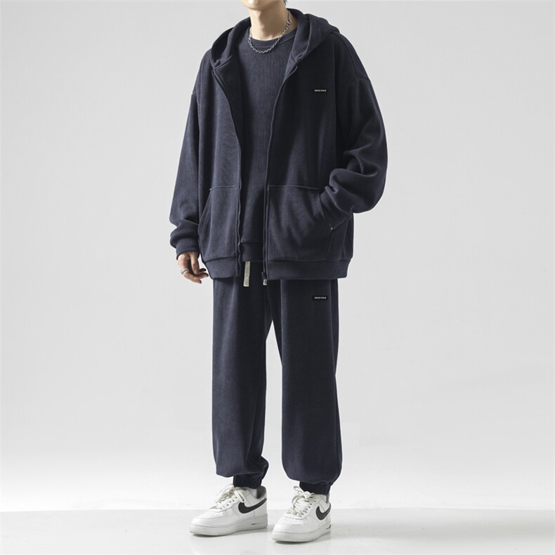 垂感舒适条绒休闲三件套抗皱潮流套装SJT871-特批176,男装休闲套装,星座718