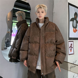 港风PU皮复古做旧设计钢印棉衣男MY77096P130控198抖控228图片