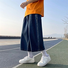 春夏港风新款百搭宽松休闲牛仔束脚宽松大直筒秋款牛仔八分裤K29，男装牛仔裤，星座224