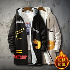 秋冬男士大码加绒加厚大衣连帽外套中长款风衣男QT2026-F10-P80，男装风衣，星座1512