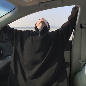 抖音得物二开25秋冬装美式全棉可翻领立领卫衣半拉链外套CM11图片